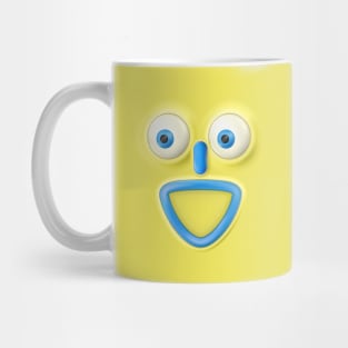 Smiling emoticon on a yellow background. Mug